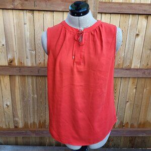 Ann Taylor women's orange tie neck sleeveless top size Small